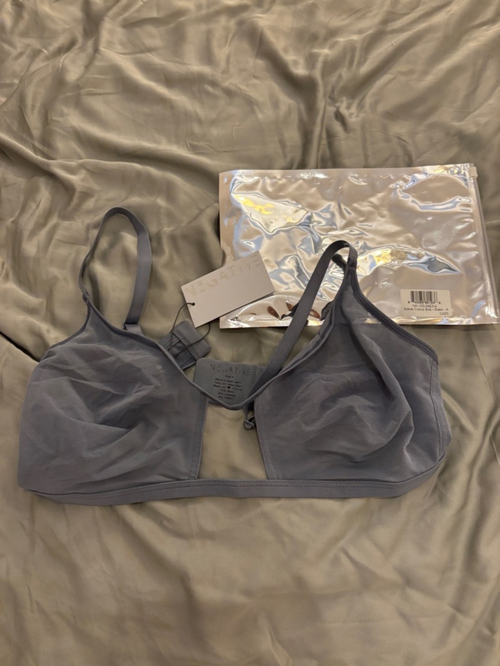NWT Negative Underwear Slate Mesh Unlined Bralette